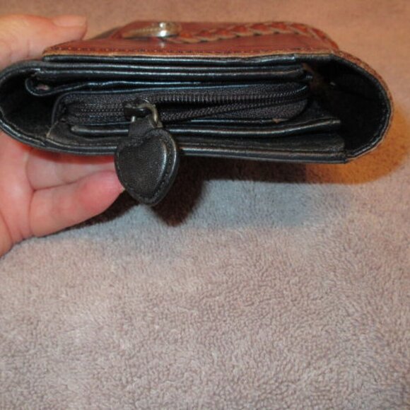 Brighton Leather Crocodile Embossed Checkbook Wallet Clutch Organizer Two Tone - Picture 9 of 12